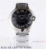 Super High AAA Replica Cartier Ballon Bleu De 42mm Watch Black Dial Stainless Steel_th.jpg